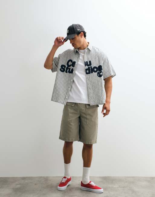 ASOS DESIGN - Bermuda ample cargo en jean - Kaki délavé vintage , 5 de 9