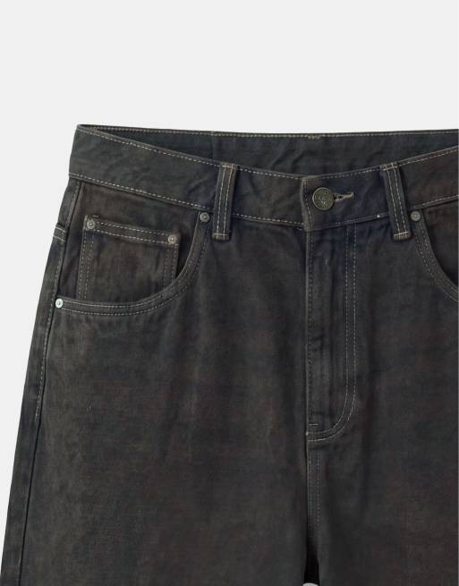 ASOS DESIGN - Bermuda ample en jean à pinces - Bleu foncé délavé , 8 de 9