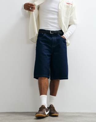 ASOS DESIGN - Bermuda ample en jean - Indigo-Bleu marine