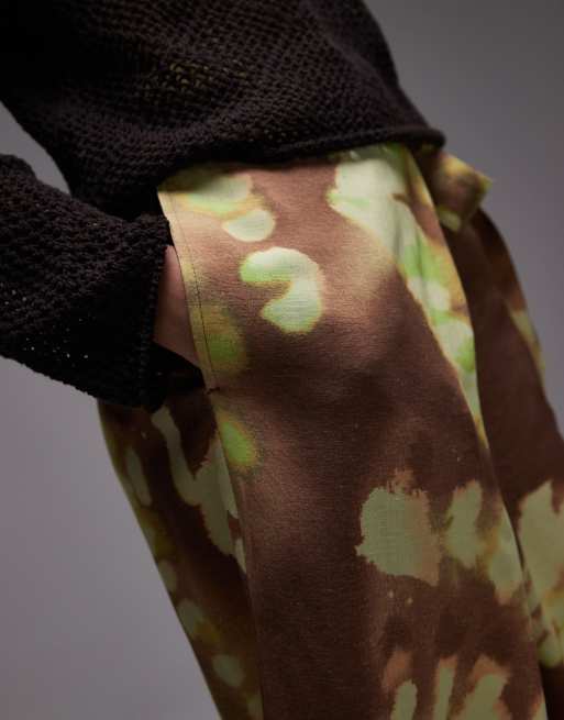 ASOS DESIGN - Bermuda croisé style portefeuille en lin mélangé à imprimé tie-dye, 5 de 5