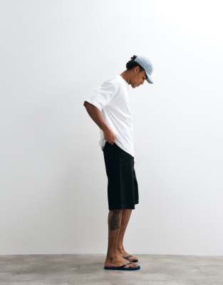 Asos Design Bermuda Denim Jorts In Blue