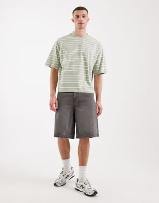 Asos Design Bermuda Denim Jorts In Gray