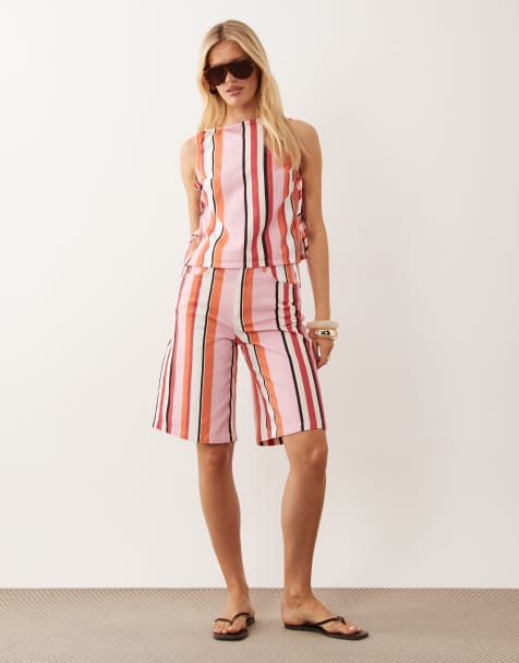 ASOS DESIGN - Bermuda d'ensemble en denim à rayures - Multicolore - view 1