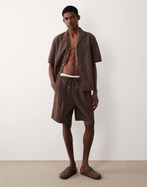 ASOS DESIGN - Bermuda d'ensemble texturé coupe mi-longue - Marron - view 1