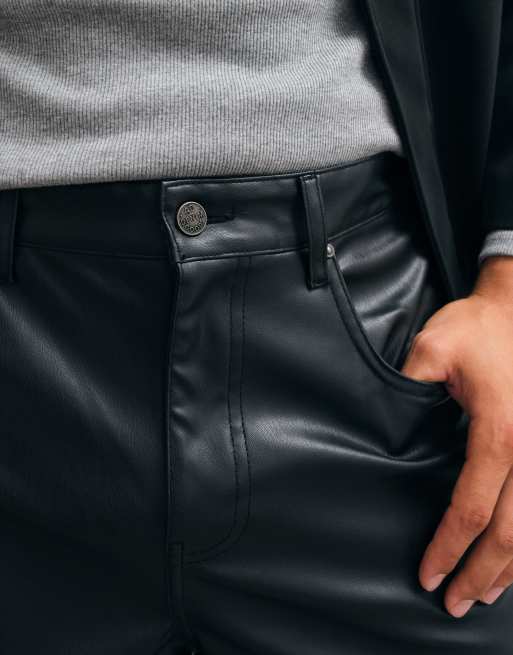 ASOS DESIGN bermuda di lunghezza lunga in pelle sintetica nera, 2 di 5