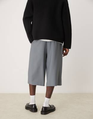 ASOS DESIGN dressy jorts with pleats in gray