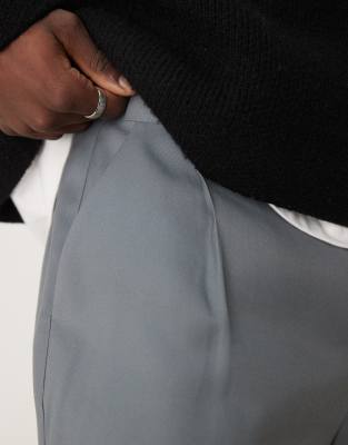 ASOS DESIGN dressy jorts with pleats in gray