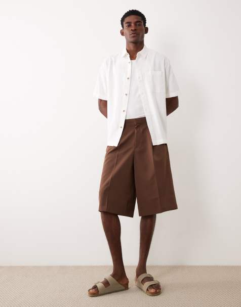 ASOS DESIGN - Bermuda eleganti oversize a pieghe marrone scuro - view 1