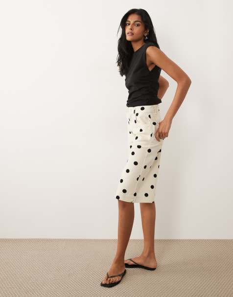ASOS DESIGN - Bermuda en jean à pois - Crème - view 1
