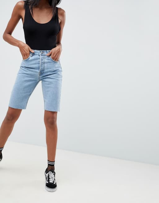 ASOS DESIGN Bermuda en jean taille haute Bleu d lav ASOS