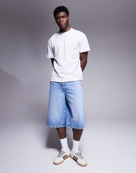 ASOS DESIGN - Bermuda en jean long - Bleu clair délavé - view 1