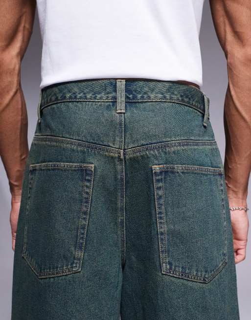ASOS DESIGN - Bermuda en jean long - Bleu foncé délavé teinté, 4 de 5