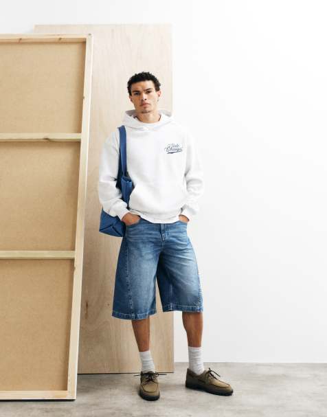 ASOS DESIGN - Bermuda en jean long - Bleu moyen délavé - view 1