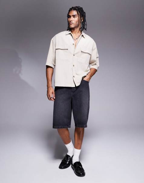 ASOS DESIGN - Bermuda en jean long - Noir délavé - view 1