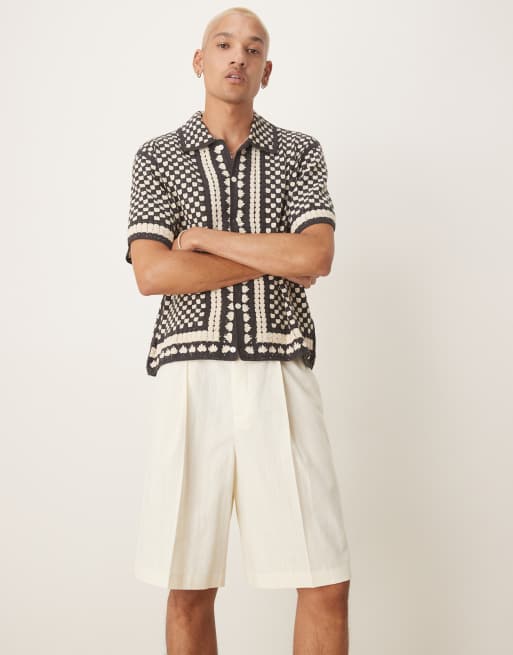 ASOS DESIGN - Bermuda habillé à carreaux - Jaune texturé
