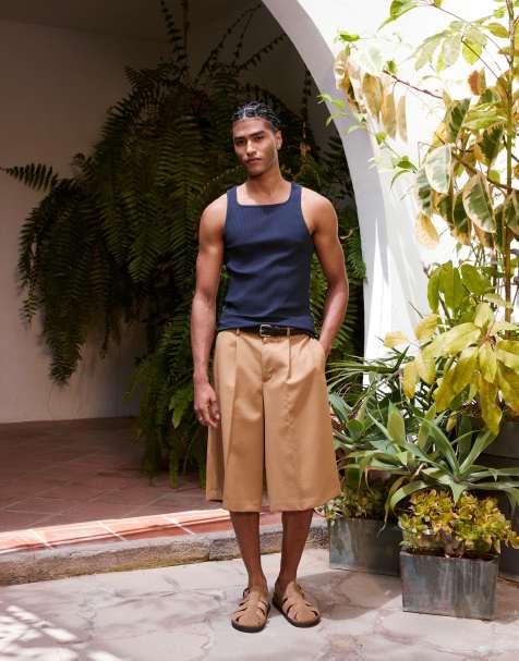 ASOS DESIGN - Bermuda habillé oversize à pinces sur le devant - Camel - view 1