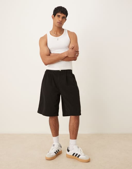 ASOS DESIGN - Bermuda long à doubles pinces - Noir