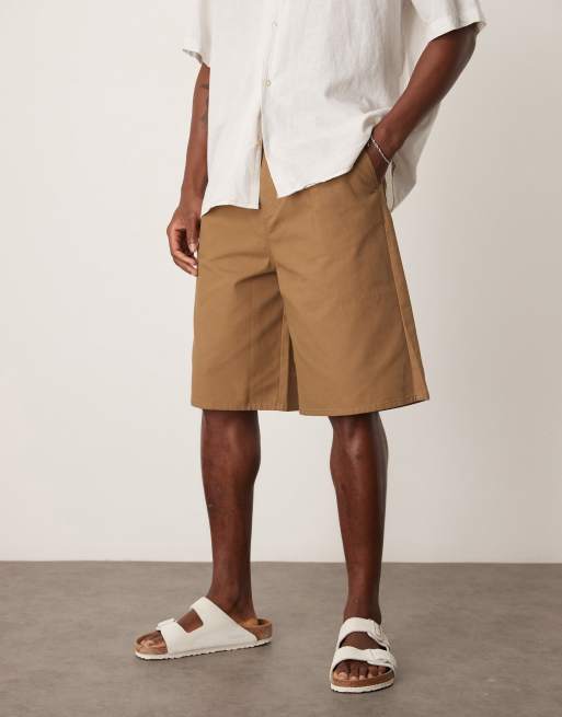 ASOS DESIGN - Bermuda long à pinces - Fauve