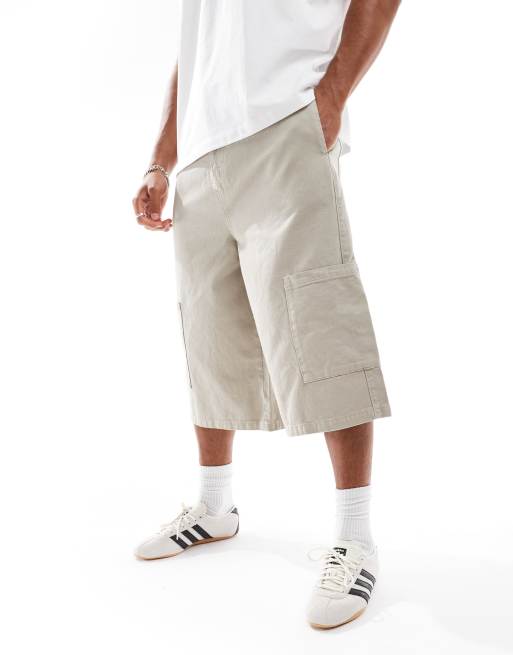 ASOS DESIGN - Bermuda long coupe cargo à enfiler - Gris