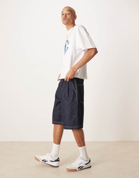 ASOS DESIGN - Bermuda long en jean à double plis - Bleu brut - view 1