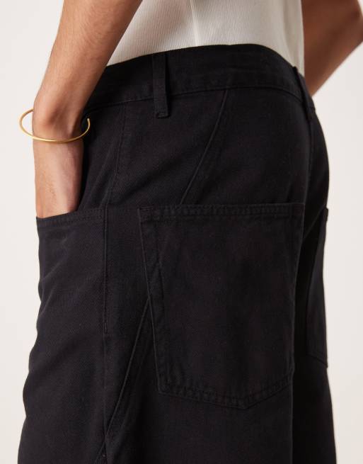 ASOS DESIGN - Bermuda long en jean avec couture torsadée - Noir, 4 de 5