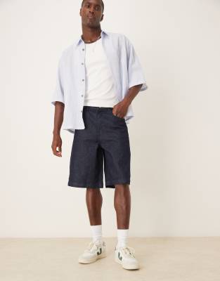ASOS DESIGN - Bermuda long en jean - Bleu brut