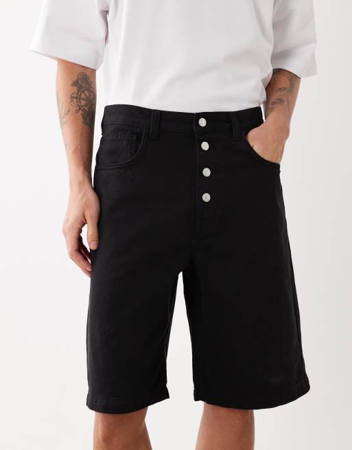 ASOS DESIGN - Bermuda long en sergé avec boutons apparents - Noir, 5 de 5