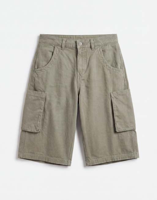 ASOS DESIGN bermuda longer cargo shorts in khaki, 6 of 7