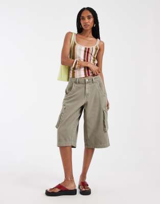 Asos Design Bermuda Longer Shorts In Green