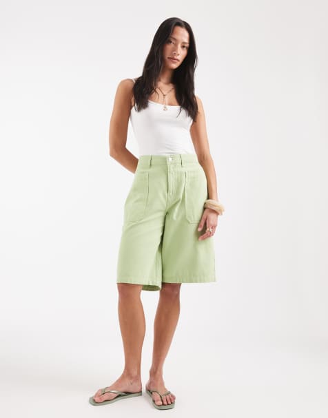 ASOS DESIGN bermuda met zakdetail in groen - view 1