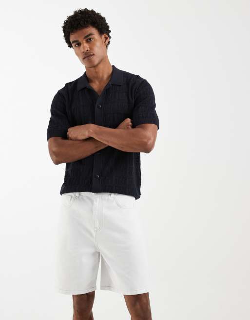 ASOS DESIGN - Bermuda mi-long en jean à surpiqûres contrastantes - Blanc, 2 de 5