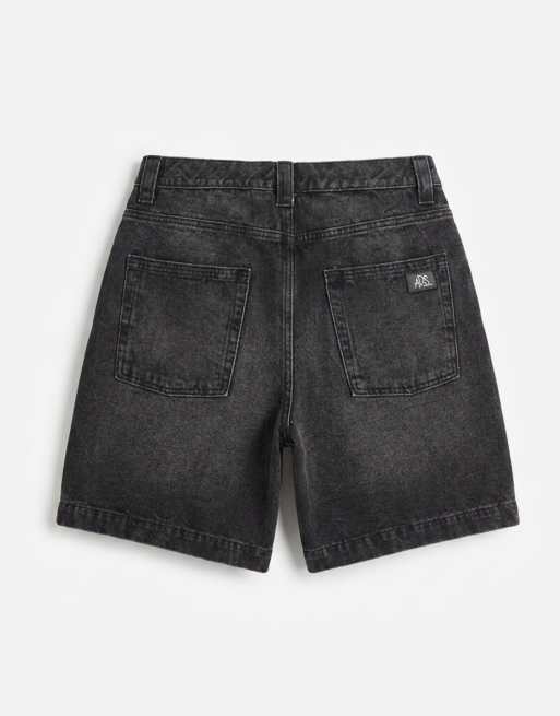 ASOS DESIGN - Bermuda mi-long en jean avec détail noué à la taille - Noir délavé, 7 de 7