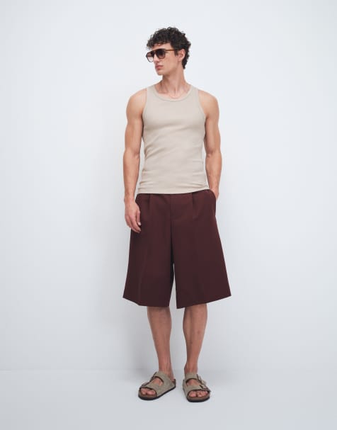 ASOS DESIGN - Bermuda oversize ajusté à pinces - Bordeaux - view 1