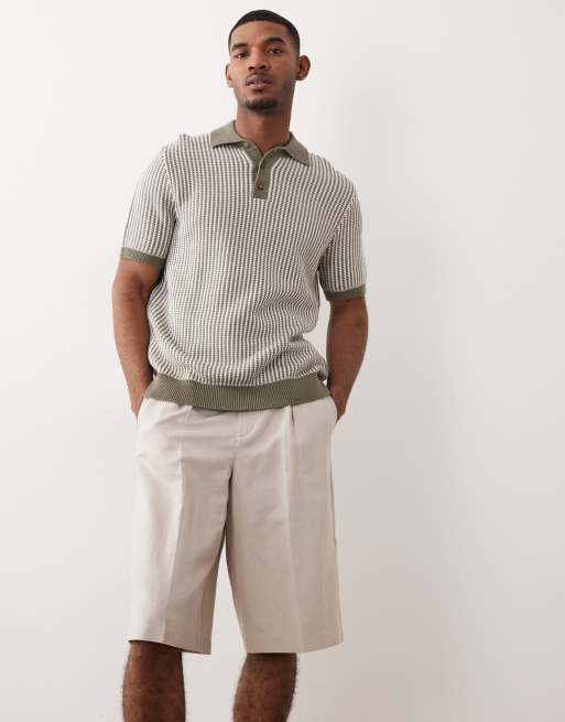 ASOS DESIGN - Bermuda sartoriali oversize in misto lino color pietra, 3 di 5