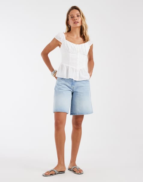ASOS DESIGN - Bermuda short met lage taille in bleekwassing - view 1