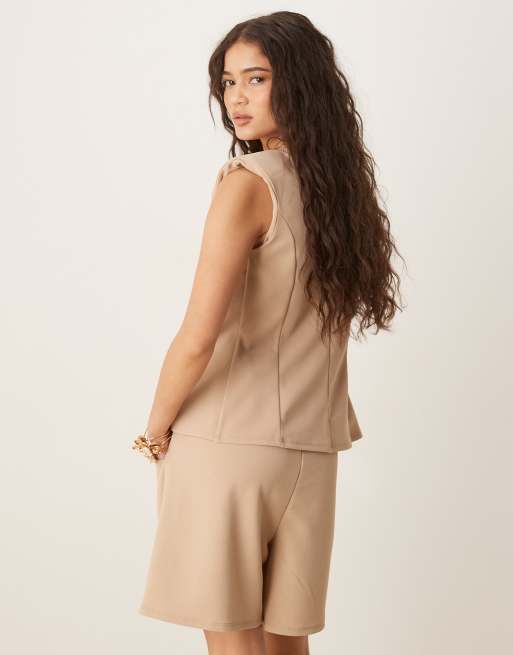 ASOS DESIGN bermuda shorts with pockets in stone in scuba-style fabric - part of a set, 4 of 5