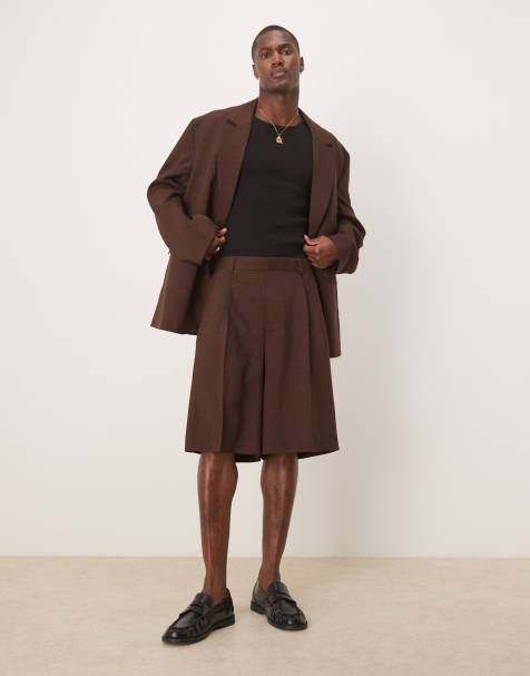 ASOS DESIGN bermuda suit shorts in brown - view 1