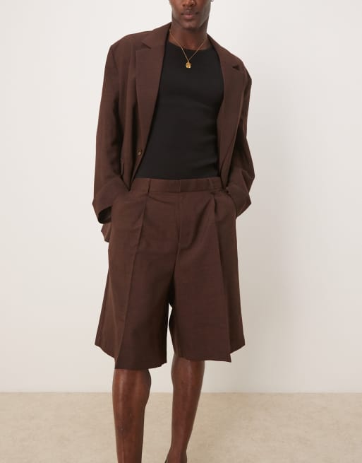 ASOS DESIGN bermuda suit shorts in brown