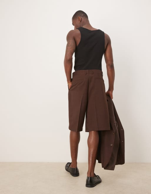 ASOS DESIGN bermuda suit shorts in brown