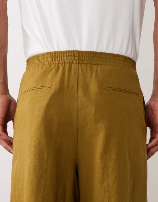 ASOS DESIGN bermuda suit shorts in khaki linen blend, 4 of 5