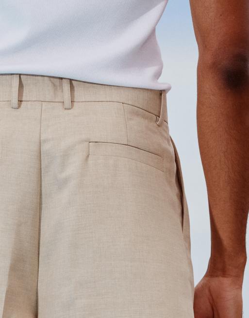 ASOS DESIGN bermuda suit shorts in stone