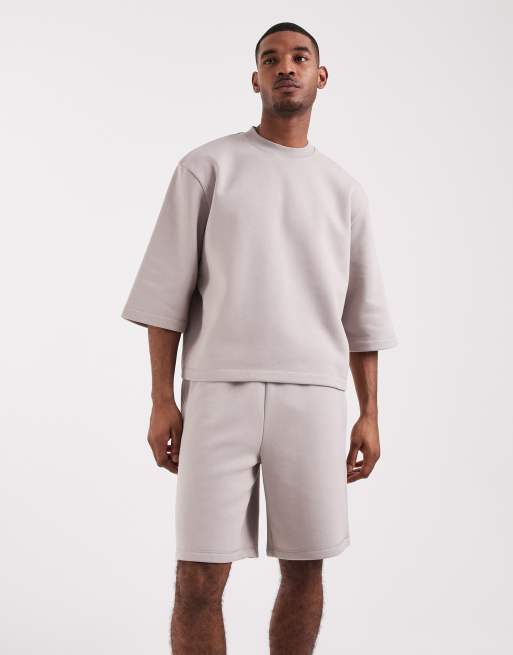ASOS DESIGN - Bermudas grises extragrandes de punto liso (parte de un conjunto), 2 de 5