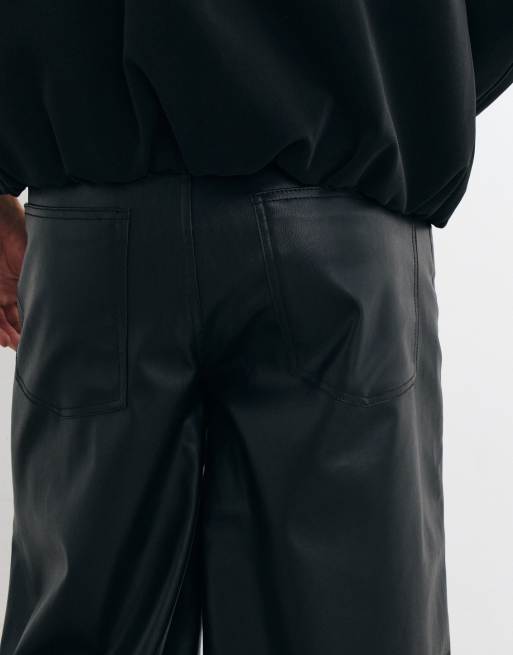 ASOS DESIGN bermudas largas de piel sintética negra, 4 de 5