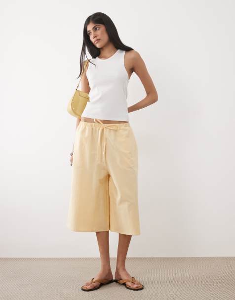 ASOS DESIGN - Bermudashort met linnenlook en lange pasvorm in lichtgeel - view 1