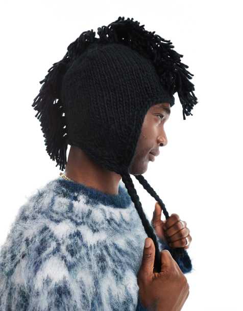 ASOS DESIGN - Berretto con cresta in maglia nero - view 1