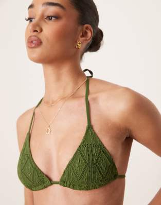 ASOS DESIGN BERTIE EYELET TRIANGLE BIKINI TOP 