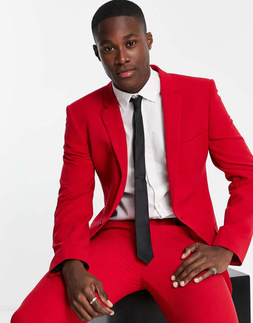 ASOS DESIGN – Besonders enge Anzugjacke in Rot