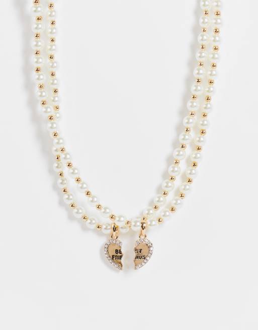 ASOS DESIGN – Best Friends – Guldfärgat pärlhalsband