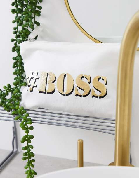 ASOS DESIGN – Beutel aus Bio-Baumwolle mit Text-Print „Boss"