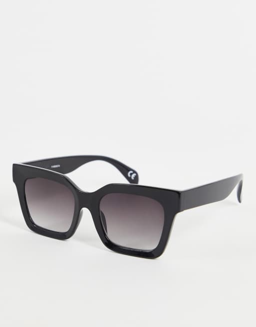 ASOS DESIGN – Bevel – Błyszczące czarne okulary przeciwsłoneczne w kwadratowych oprawkach